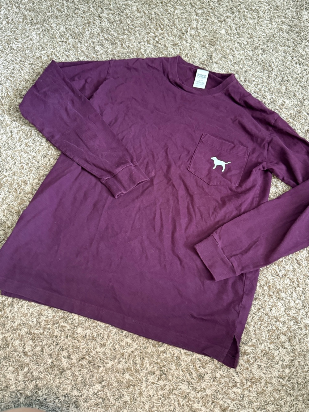 PINK Victoria's Secret Long Sleeve Pocket Tee - Burgundy